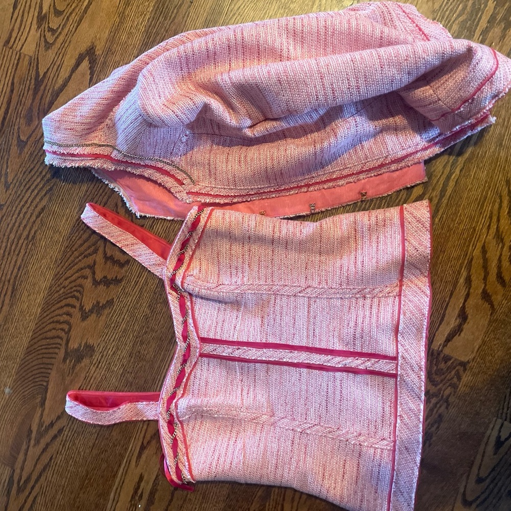 tweed pink blouse and jacket set